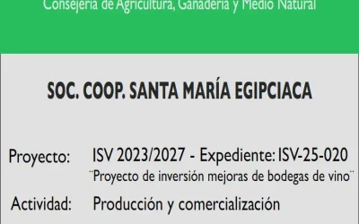 Soc. Coop. Santa María Egipciaca impulsa la modernización de su bodega con una inversión de más de 208.000 €